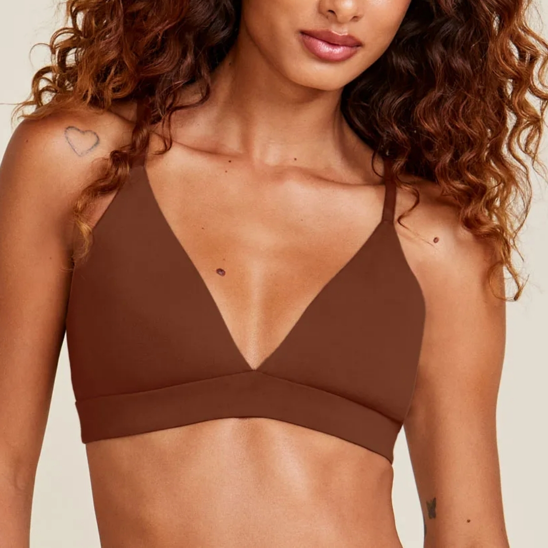 SUTIÃ TRIÂNGULO ALONGADO COM BOJO REMOVÍVEL EM MICROFIBRA