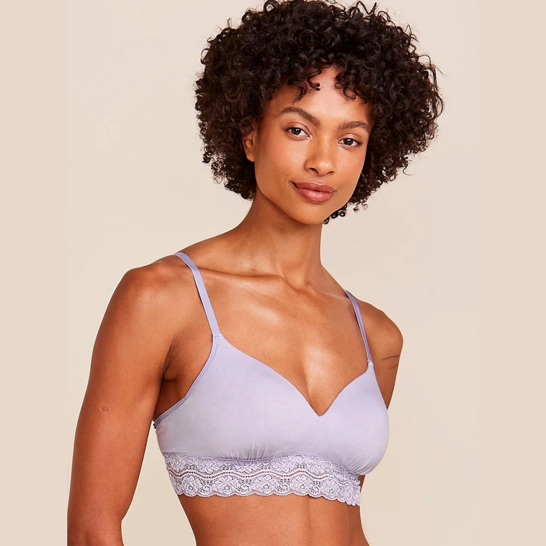 SUTIÃ TRIÂNGULO COM BOJO EM MODAL E DETALLE EM RENDA