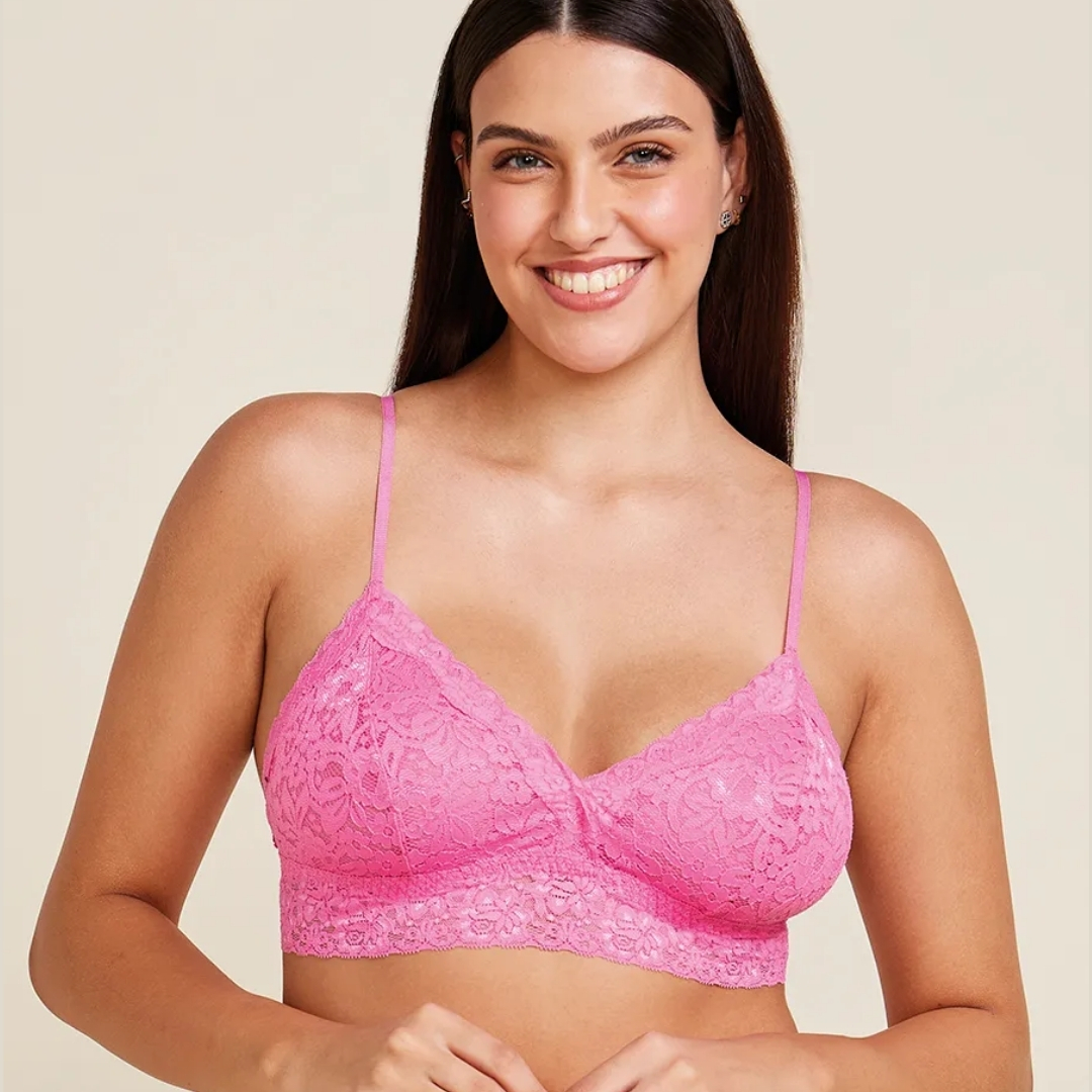 SUTIÃ TOP TRIÂNGULO COM BOJO REMOVÍVEL EM RENDA