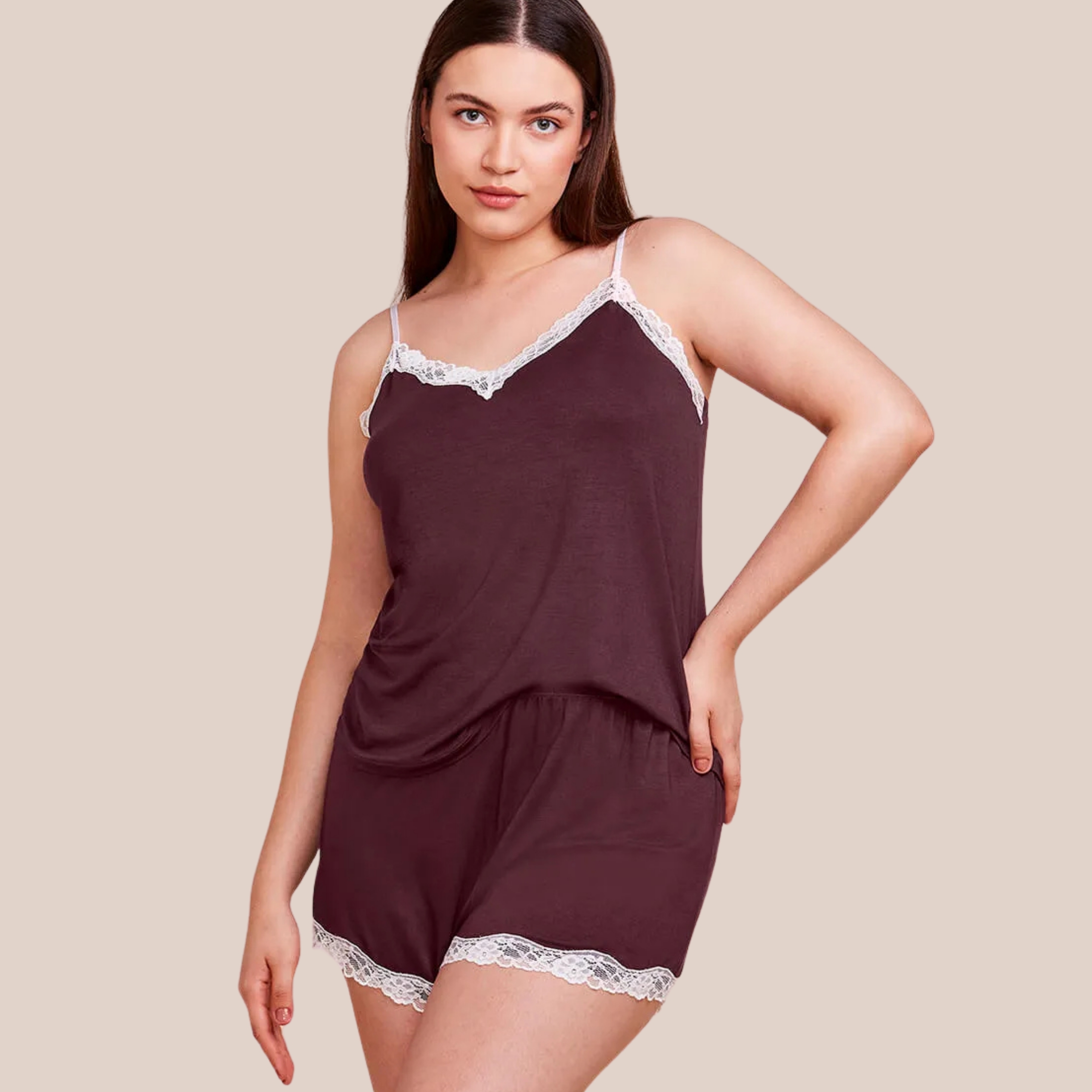 SHORT DOLL ALÇAS FINAS EM VISCOSE E RENDA MOON