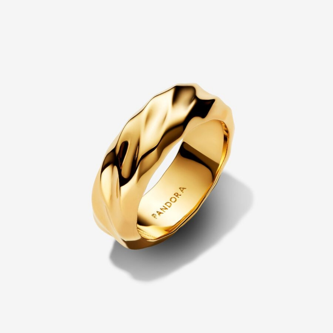 Rippled 14k gold-plated ring