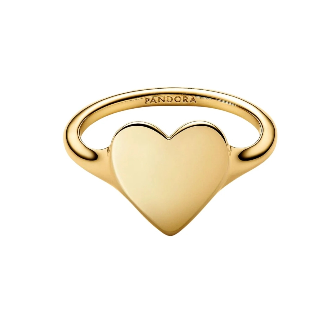 Engravable heart 14k gold-plated ring