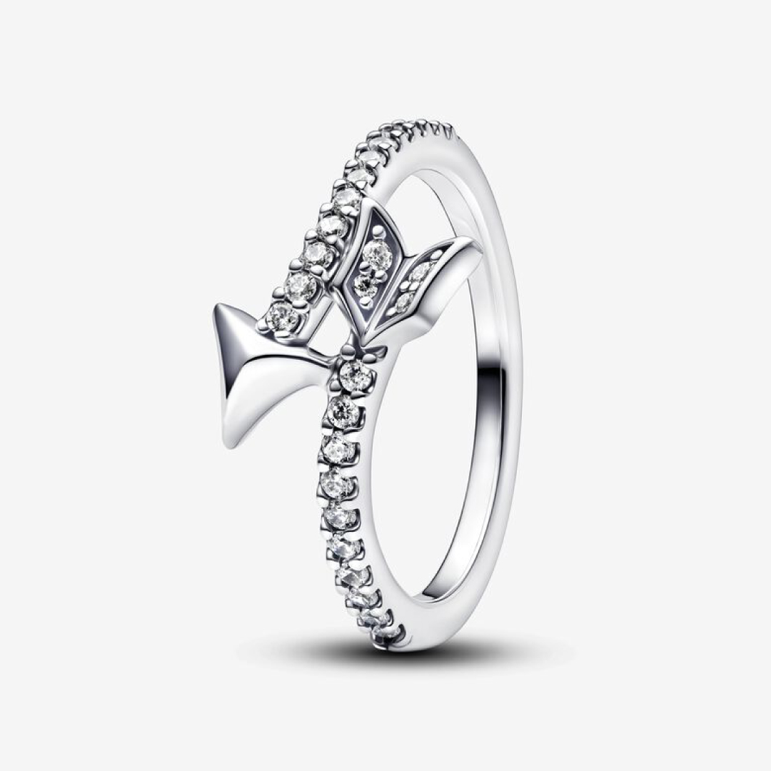 Arrow sterling silver ring with clear cubic zirconia
