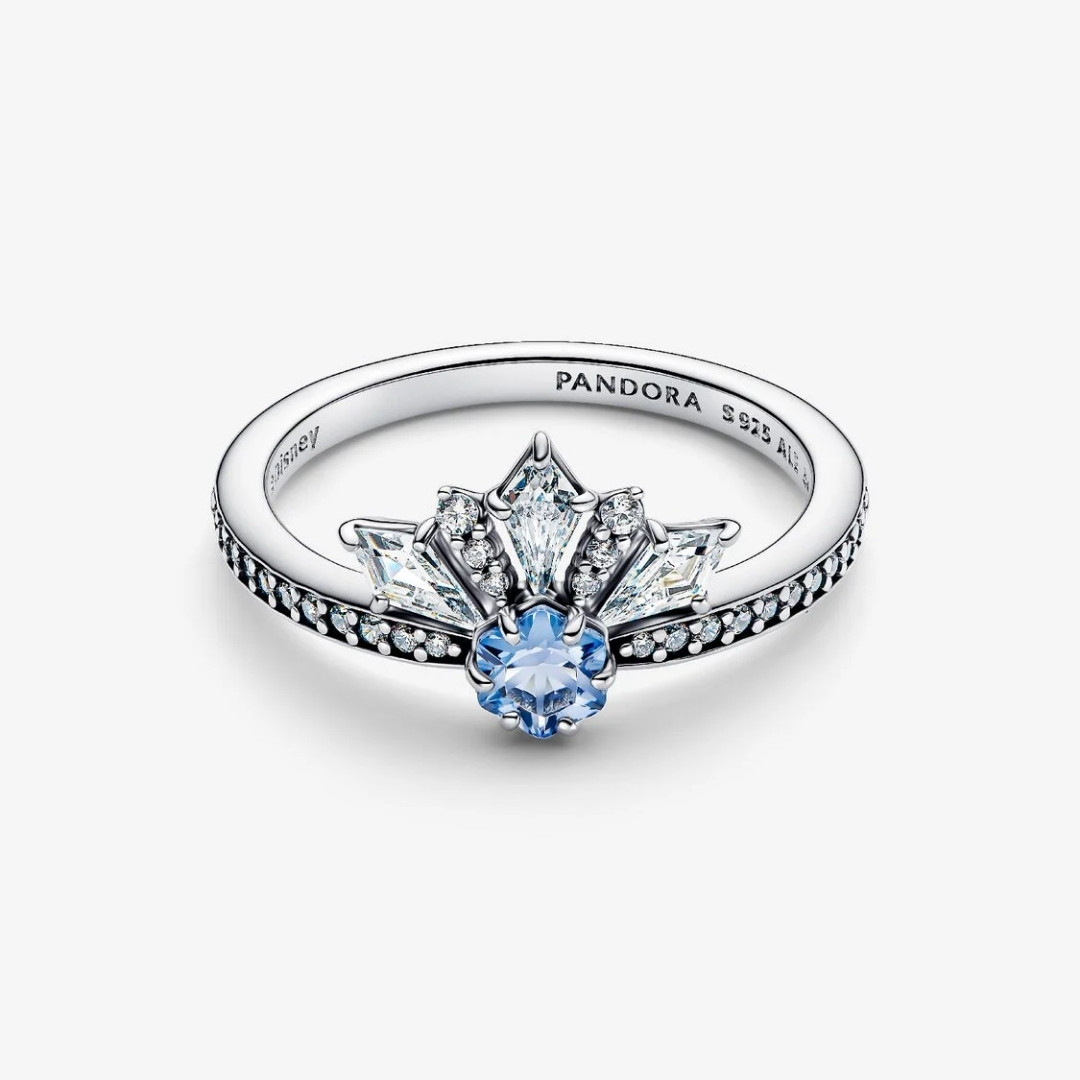 Disney Frozen sterling silver ring with water blue crystal and clear cubic zirconia