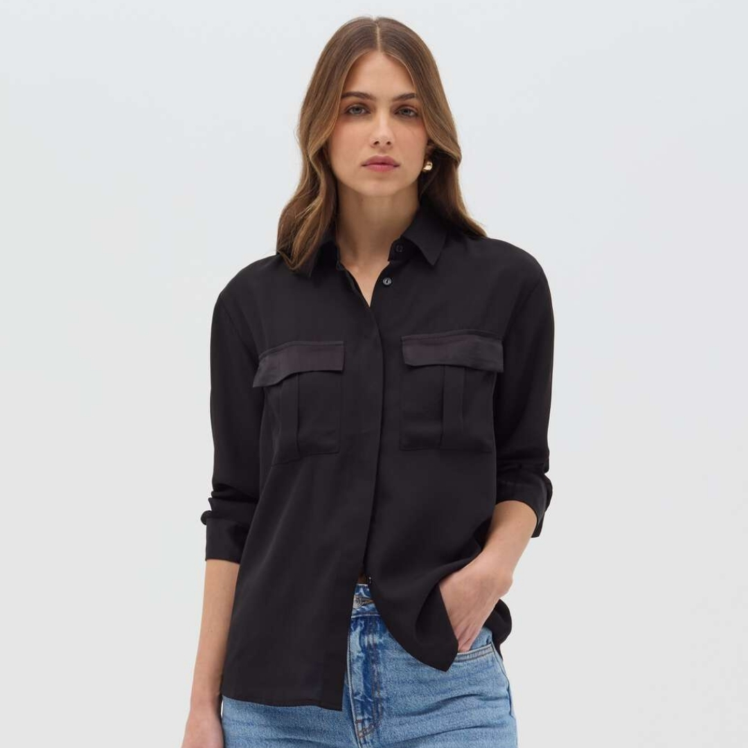 WOMEN'S LONG SLEEVES' SHIRTS-BLACK