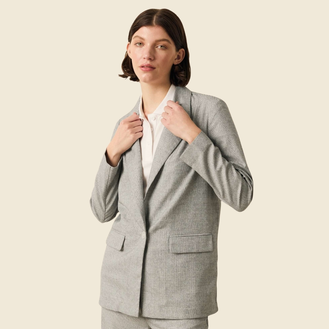 WOMEN'S LONG SLEEVES' SHIRTS-GREY CHECK