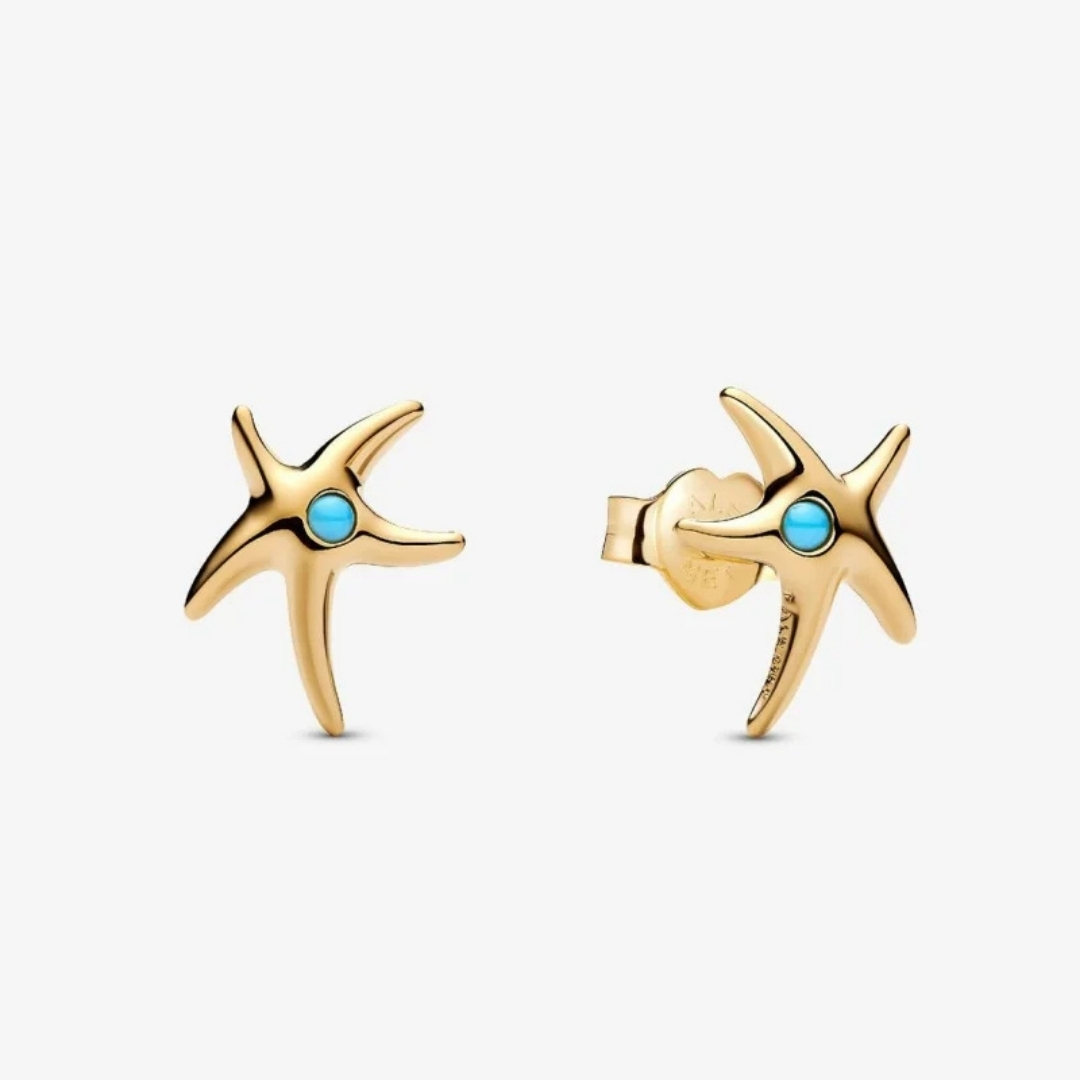 Starfish 14k gold-plated stud earrings
