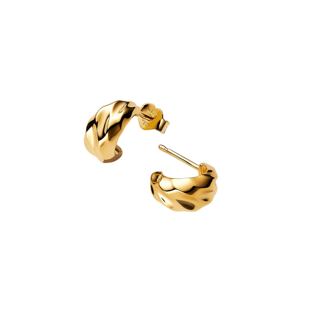 Rippled 14k gold-plated hoop earrings
