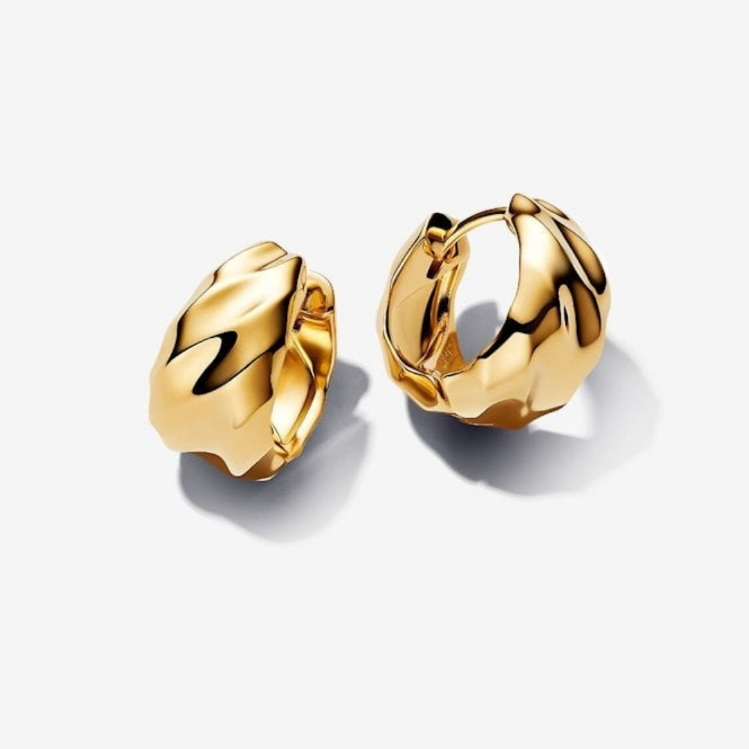 Rippled 14k gold-plated hoop earrings