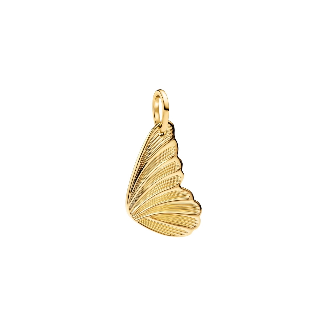 Engravable butterfly wing 14k gold-plated dangle