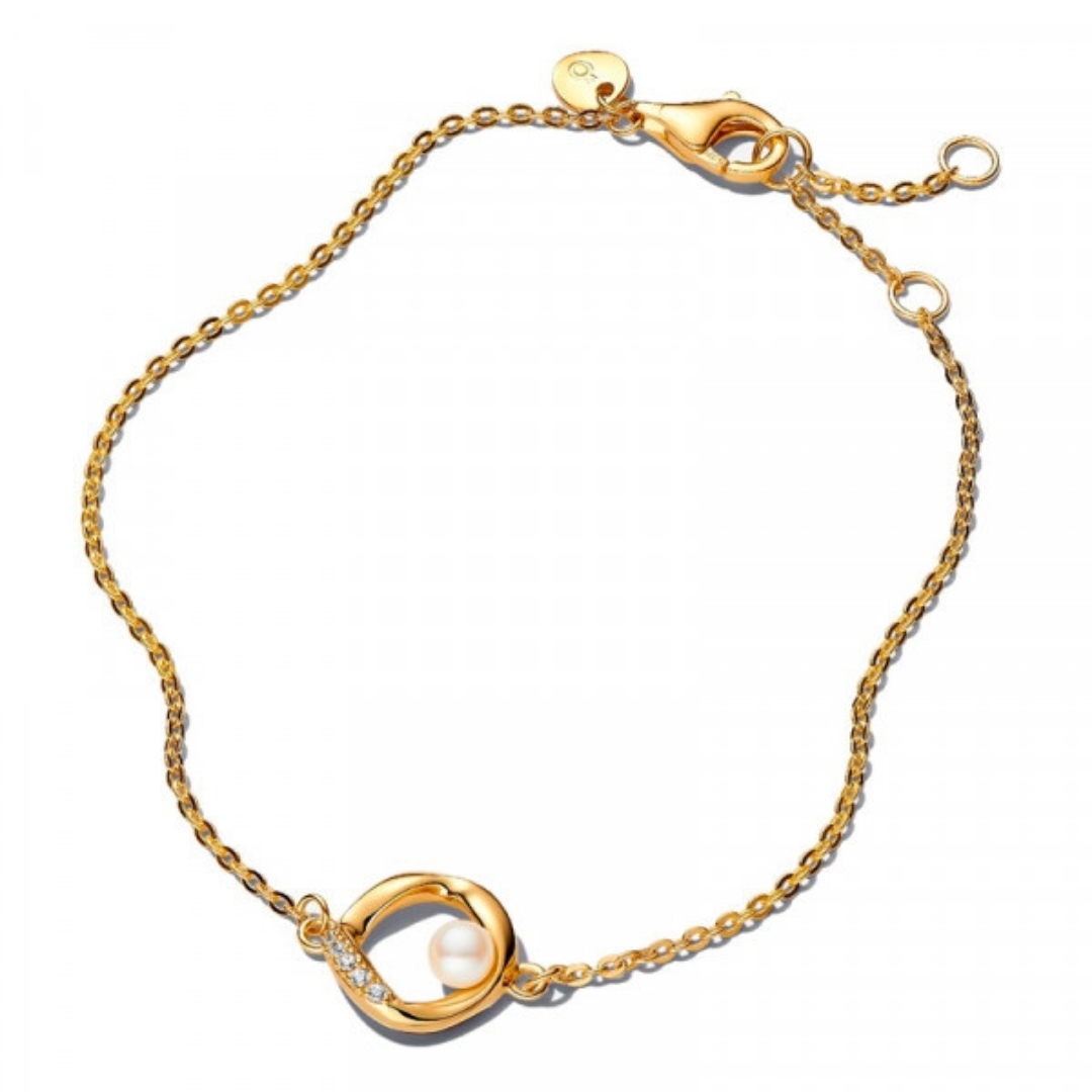14k gold-plated bracelet with white pearl