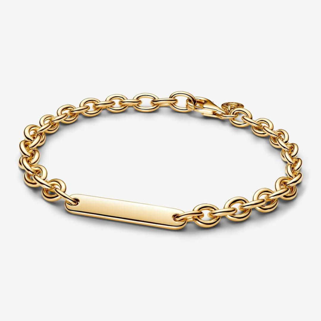Engravable bar 14k gold-plated bracelet