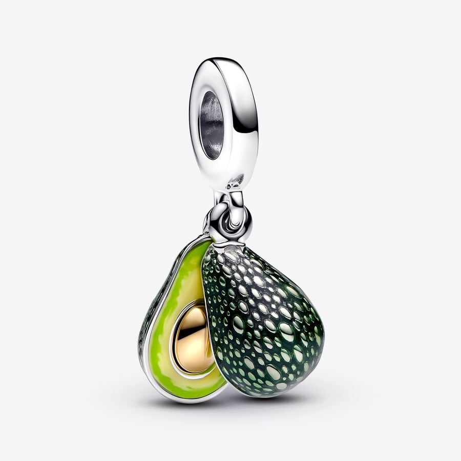 Avocado sterling silver and 14k gold-plated dangle with transparent green, apple green and lime green enamel