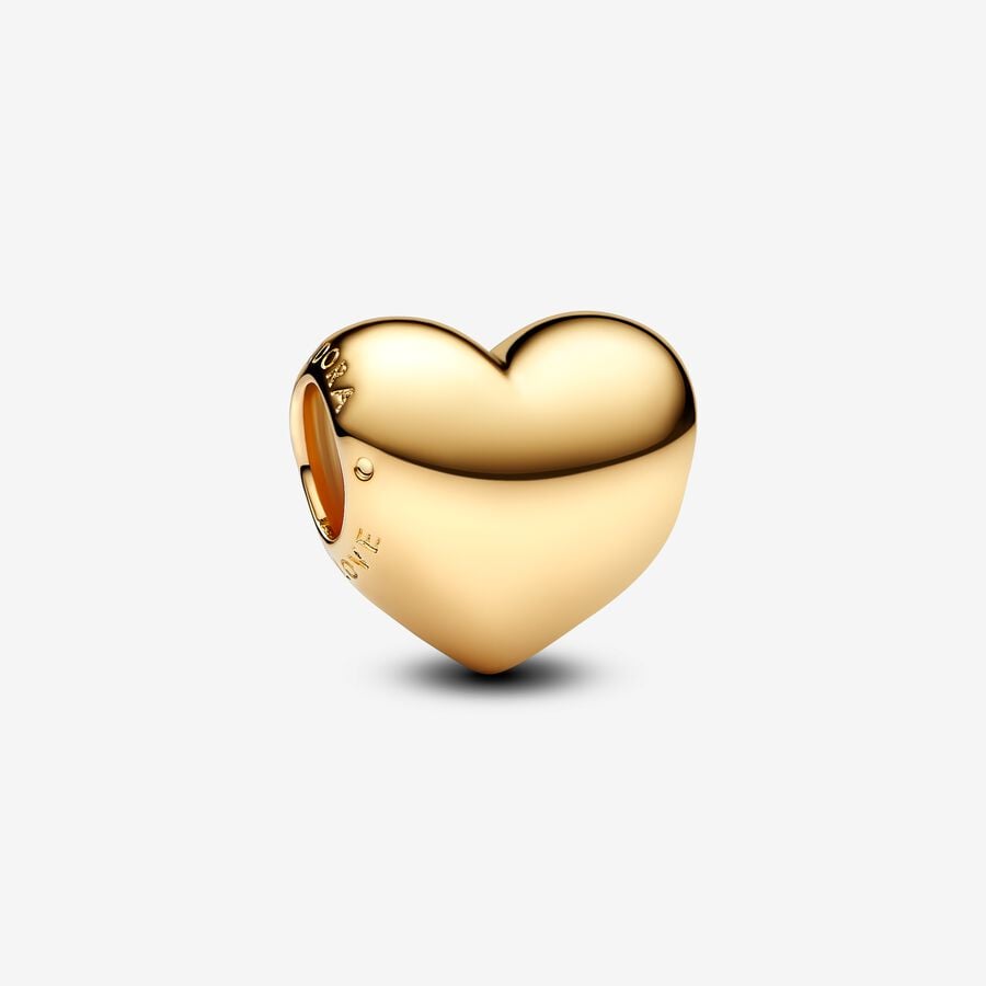 Engravable medium heart 14k gold-plated charm