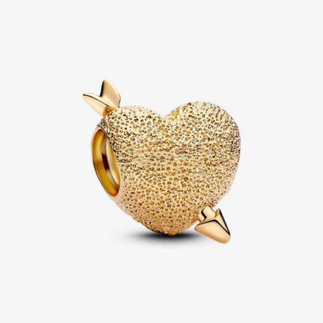 Heart and arrow 14k gold-plated charm