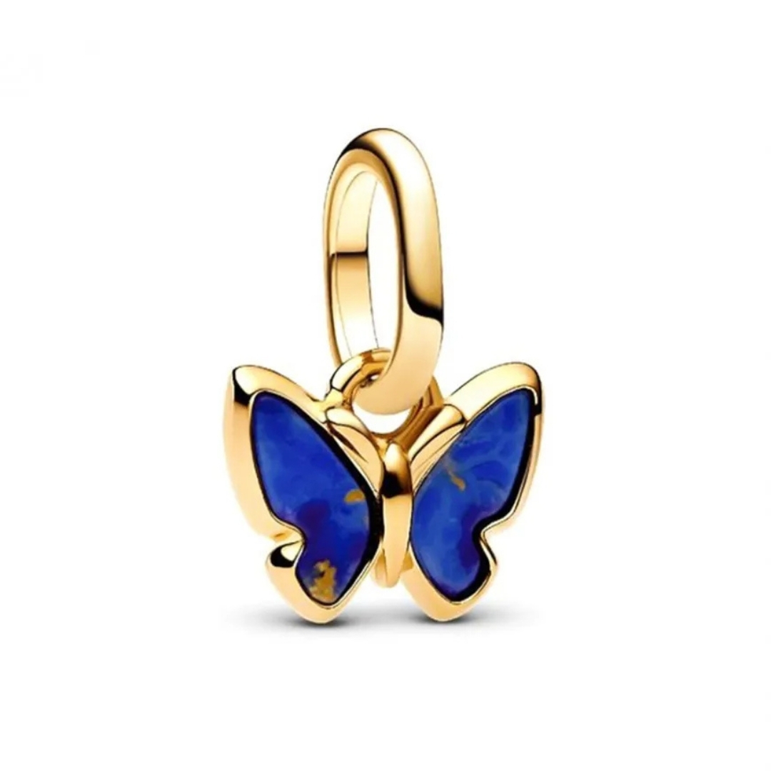 Butterfly 14k gold-plated mini dangle with imitation of lapis lazulli