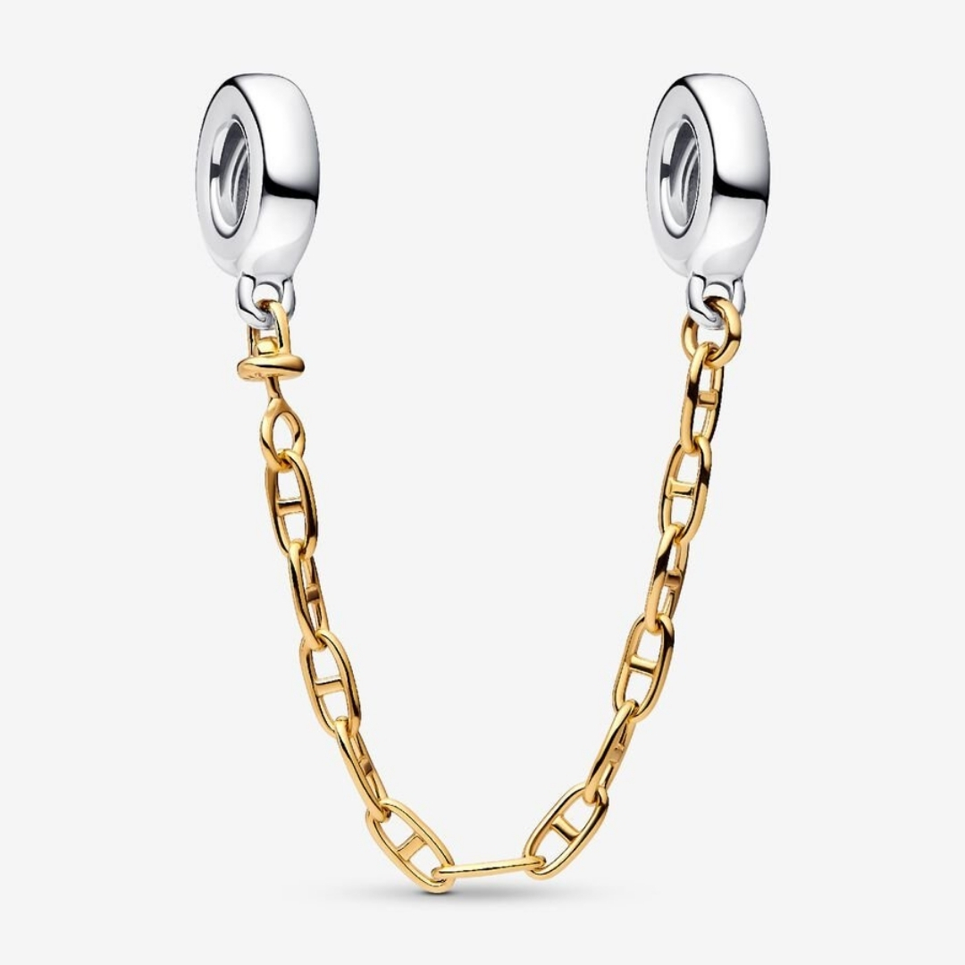 Sterling silver and 14k gold-plated safety chain