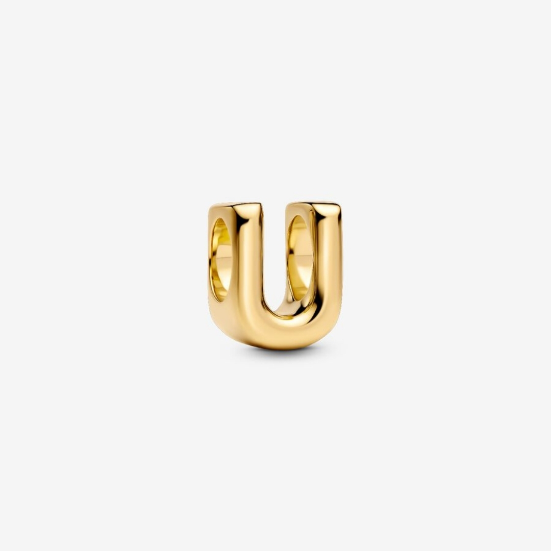 LETTER U 14K GOLD-PLATED CHARM