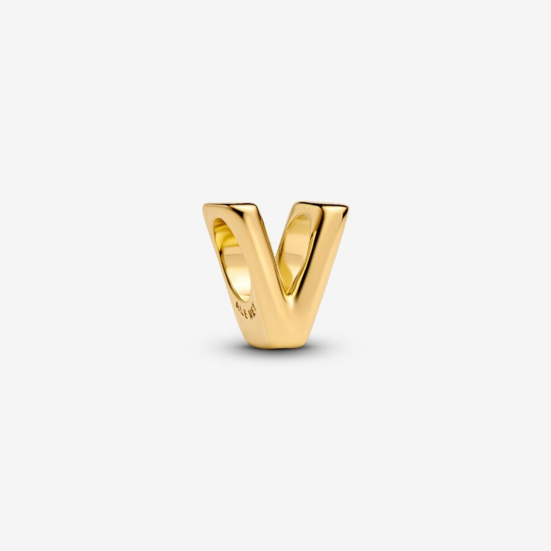 LETTER V 14K GOLD-PLATED CHARM
