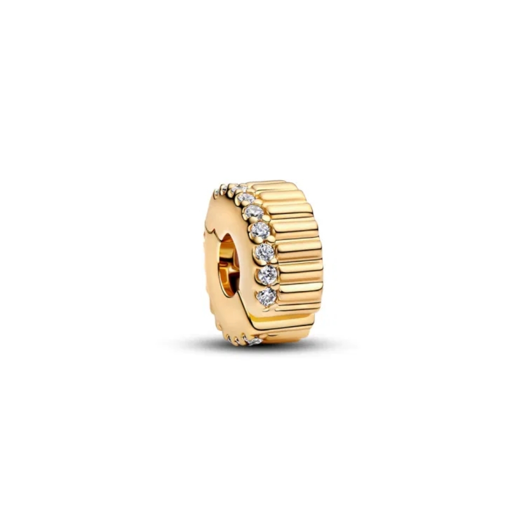 14k gold-plated clip with clear cubic zirconia and silicone grip