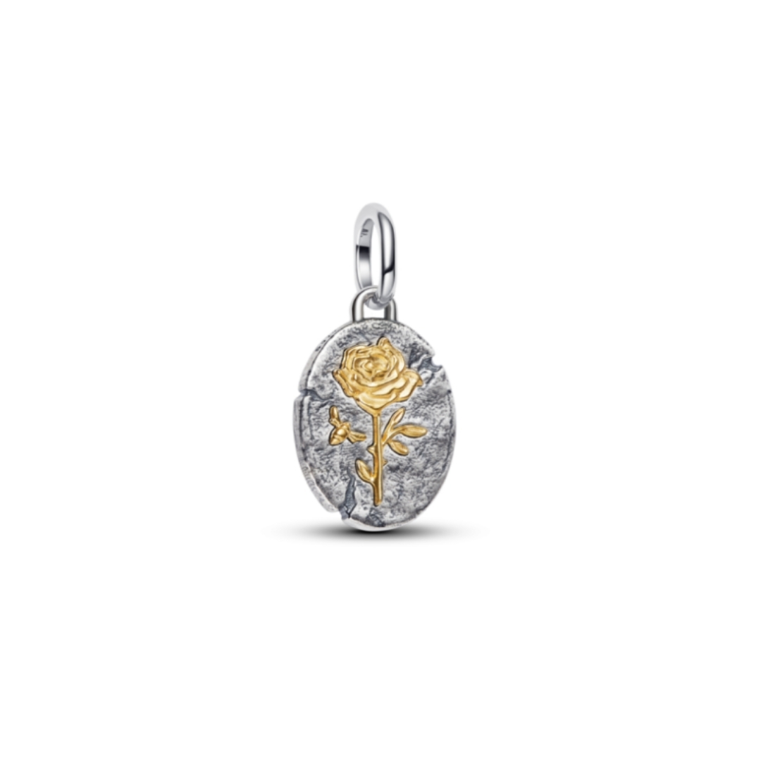 Rose coin sterling silver and 14k gold-plated medallion