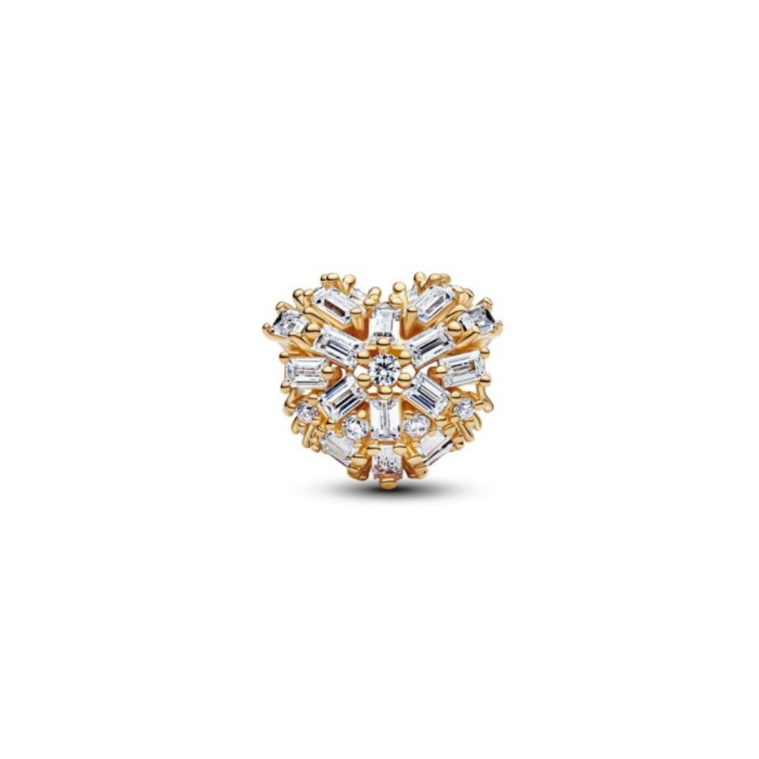 Heart 14k gold-plated charm with clear cubic zirconia