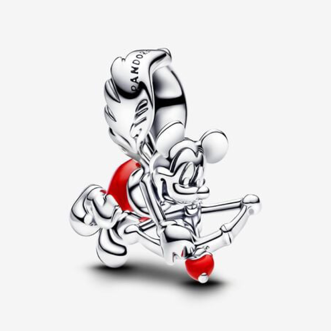 Disney Mickey Mouse cupid sterling silver charm with red enamel