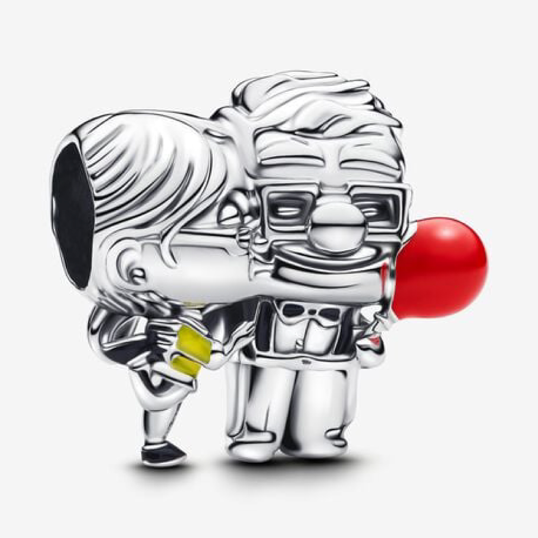 Disney Up Carl & Ellie sterling silver charm with red, black and beige enamel