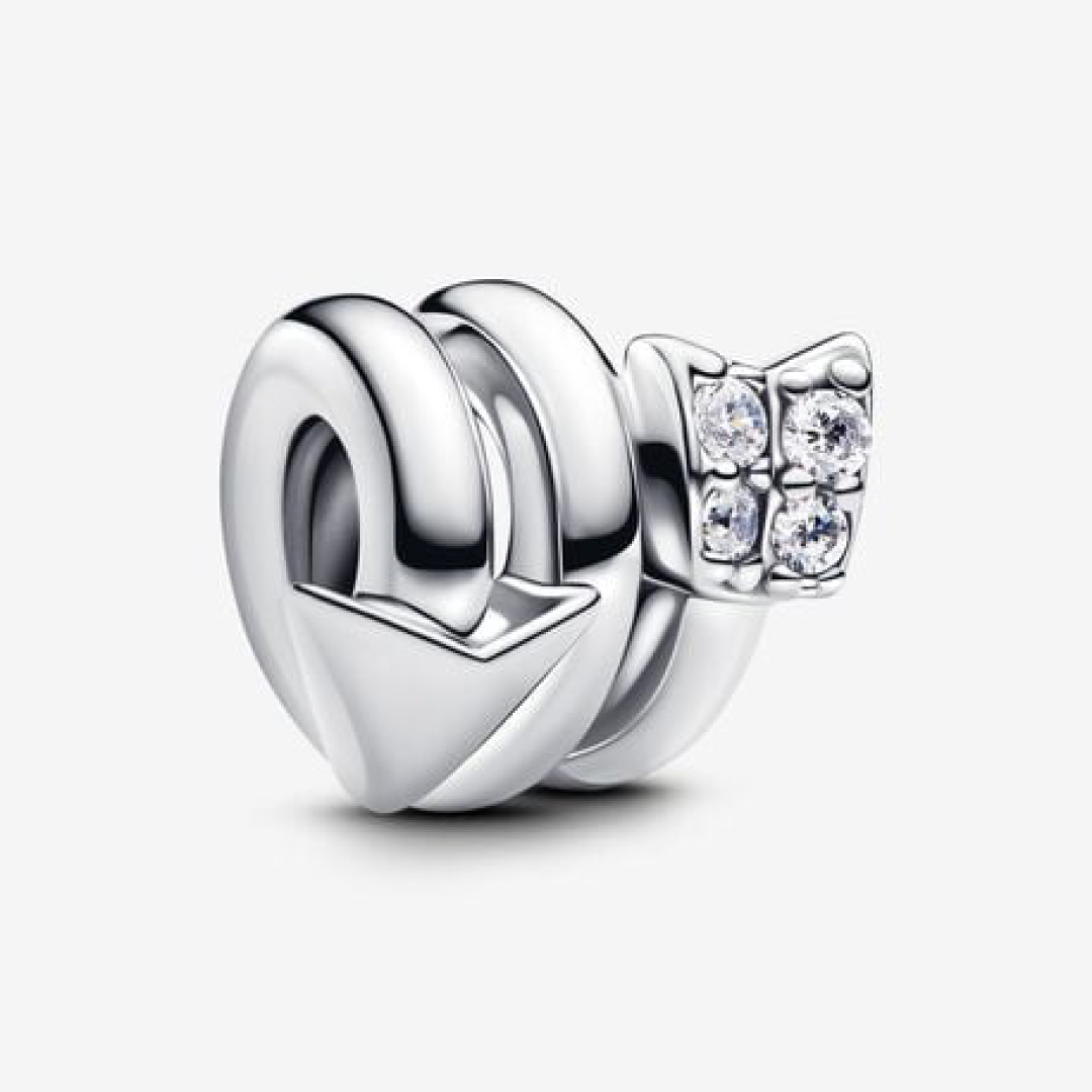 Arrow sterling silver charm with clear cubic zirconia