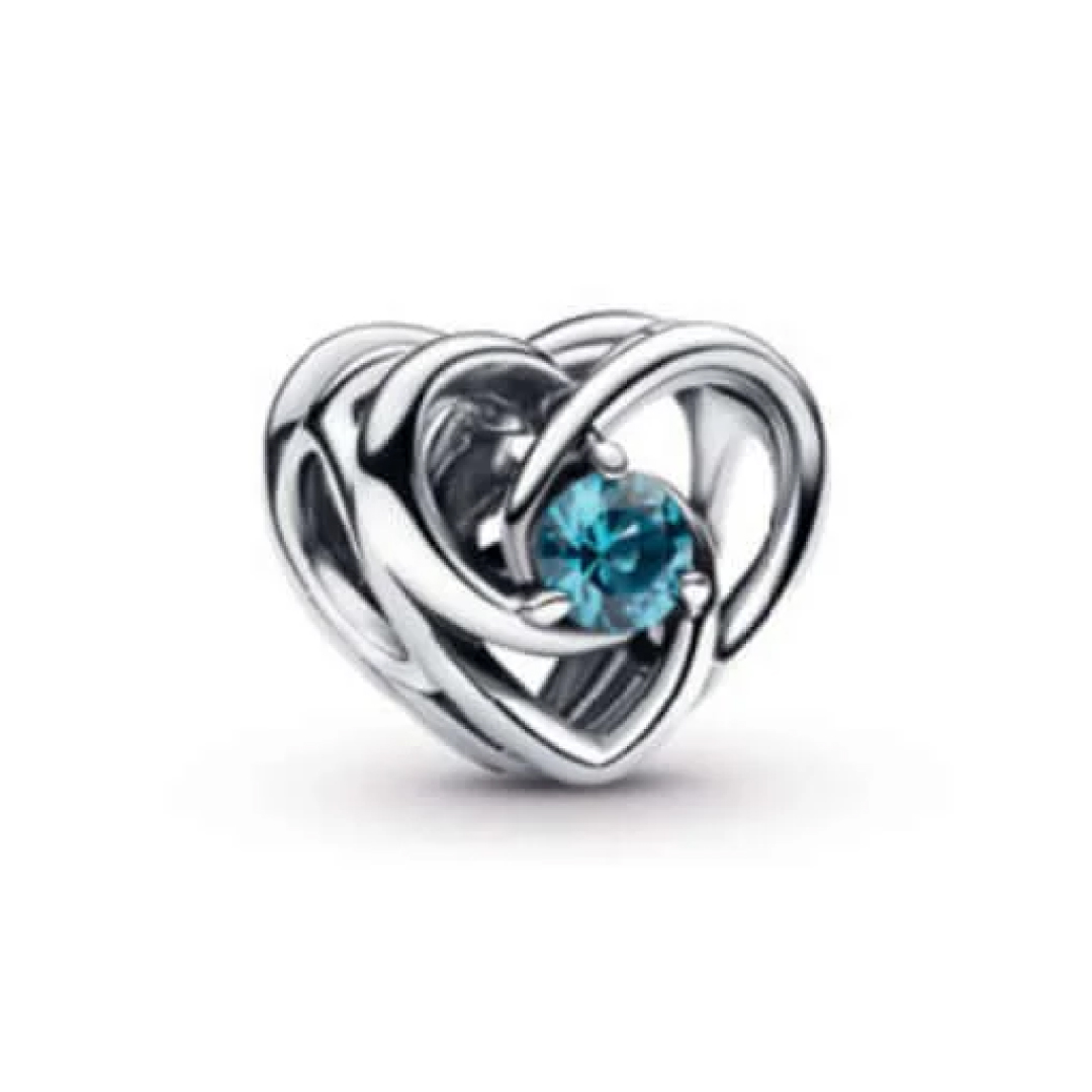 Heart sterling silver charm with london blue crystal