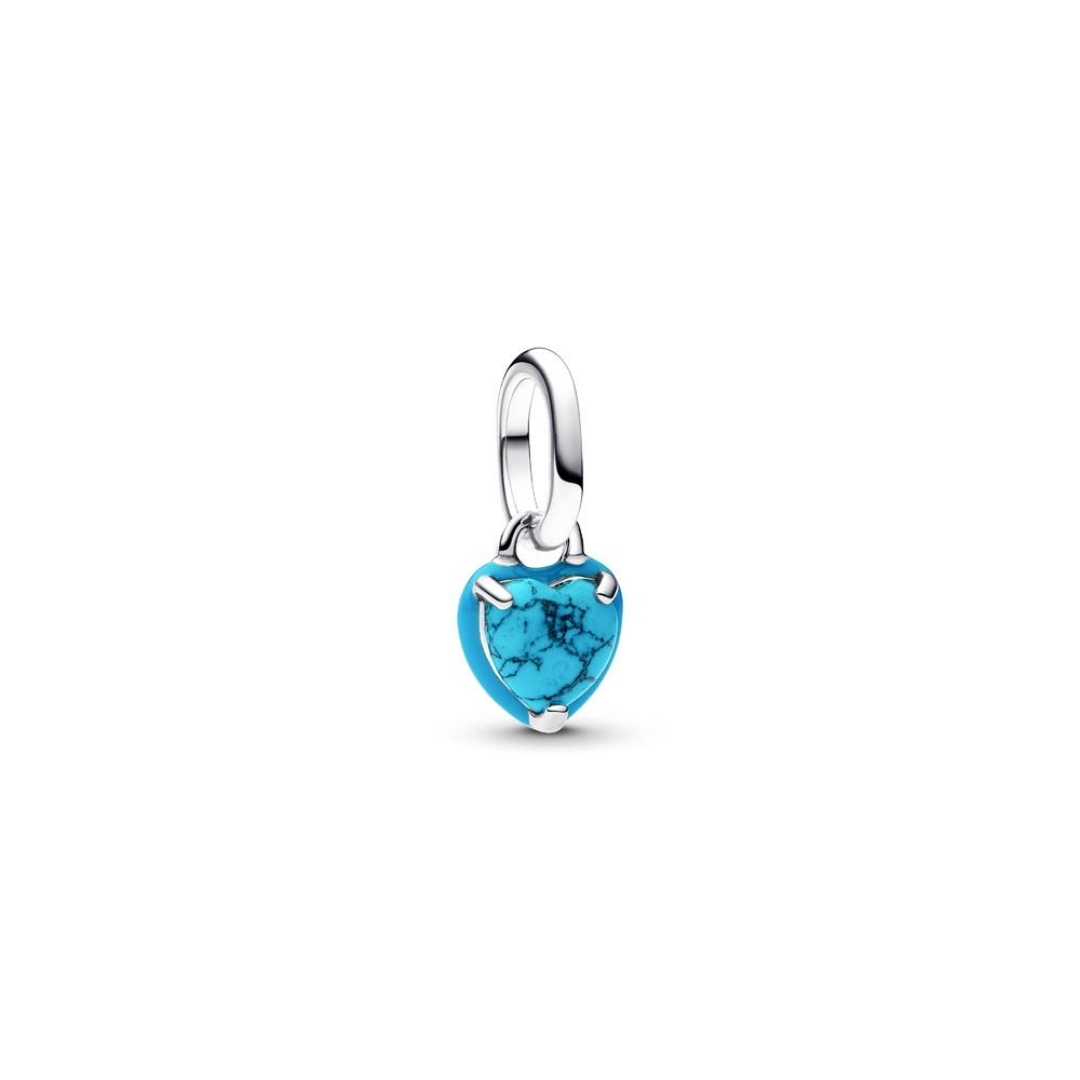Heart sterling silver mini dangle with imitation of turquoise and turquoise enamel