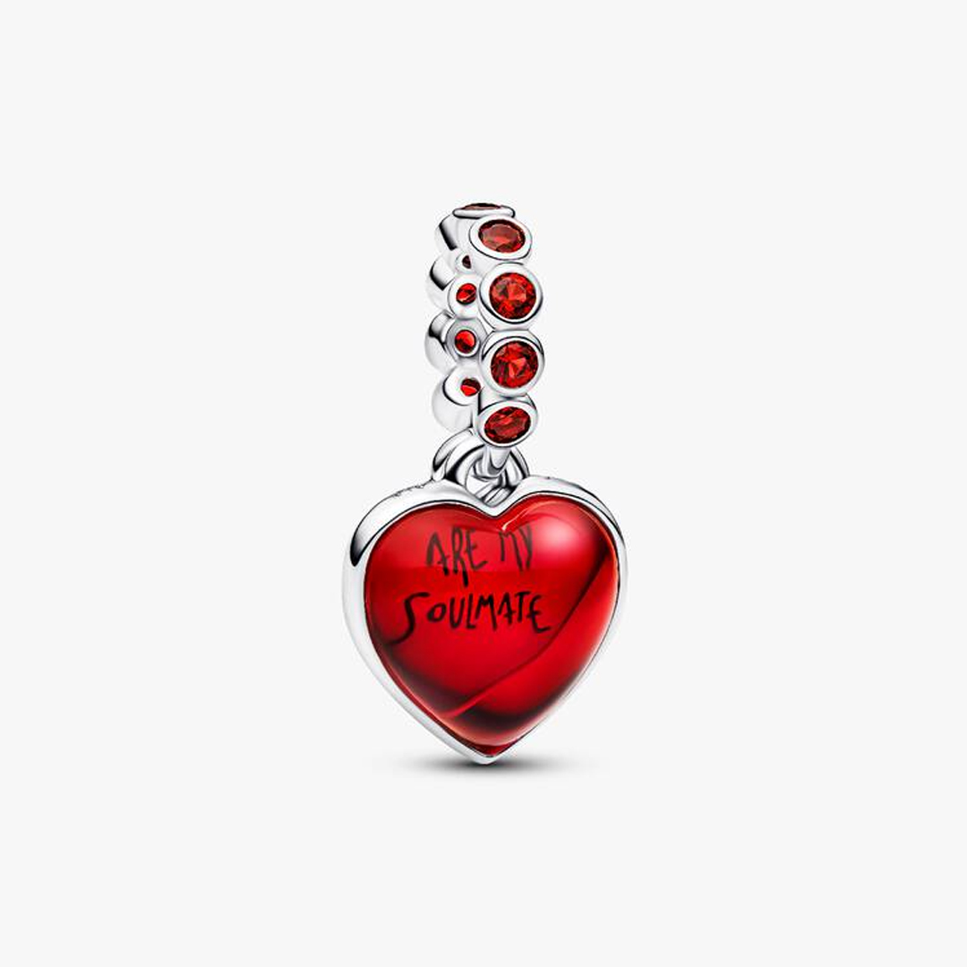 Heart sterling silver double dangle with salsa red crystal and red Murano glass