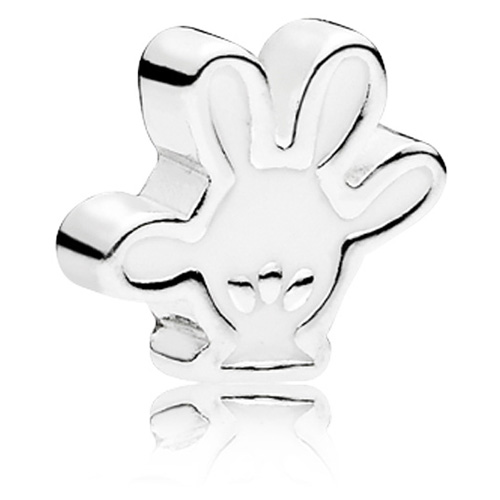 Disney Mickey glove petite element in sterling silver with white enamel