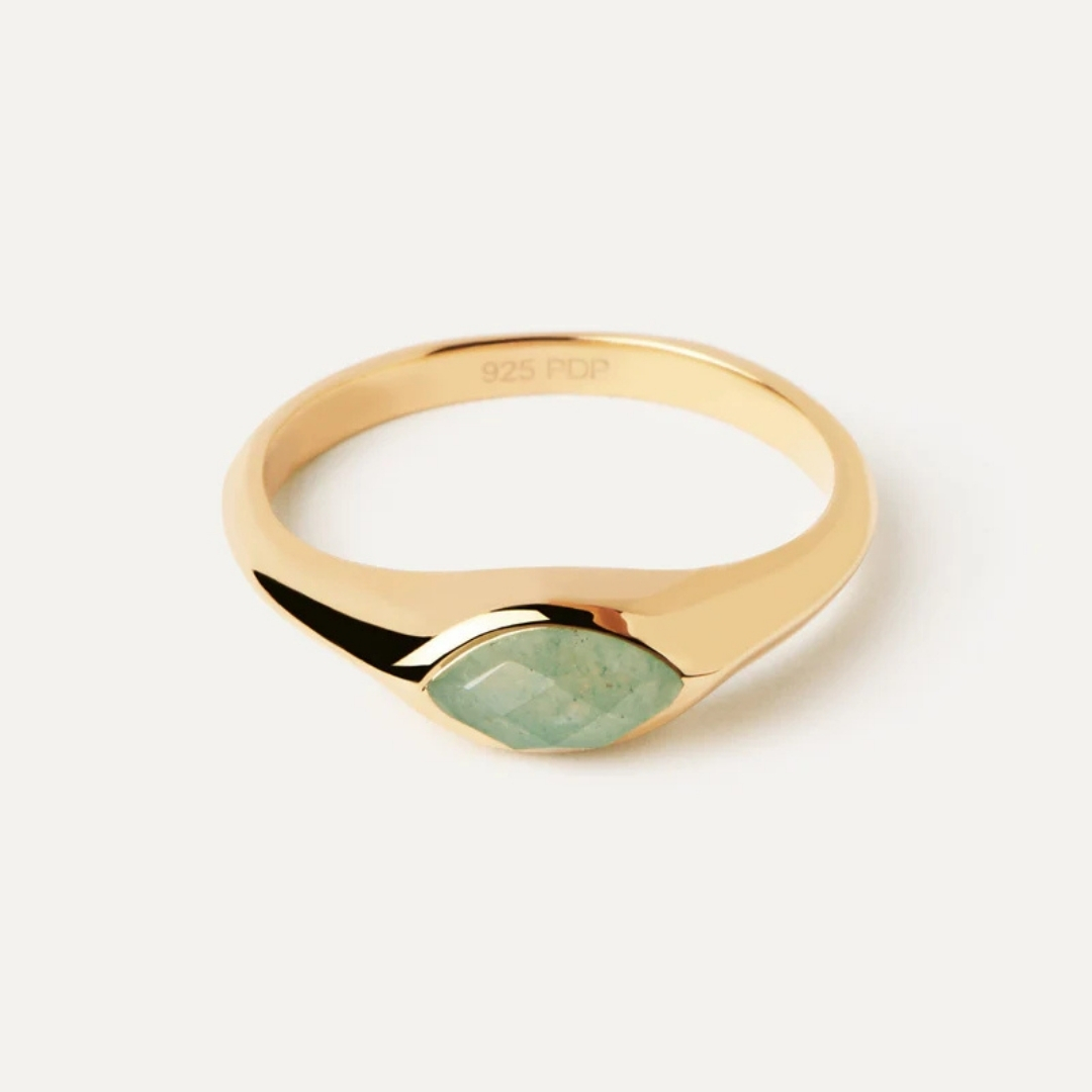 AN Green Aventurine Nomad Stamp Ring 10