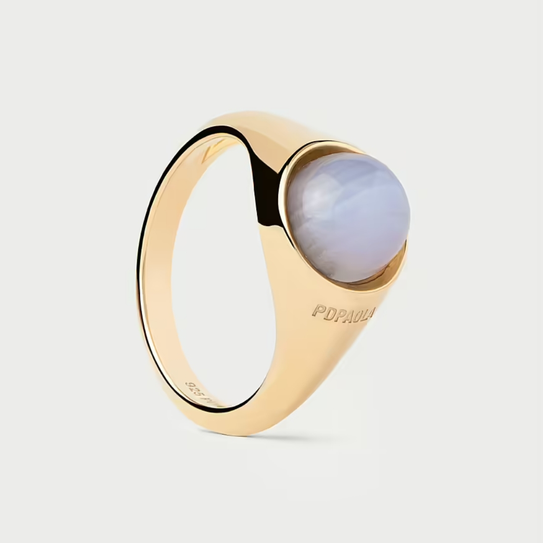 AN Blue lace agate Moon ring 10