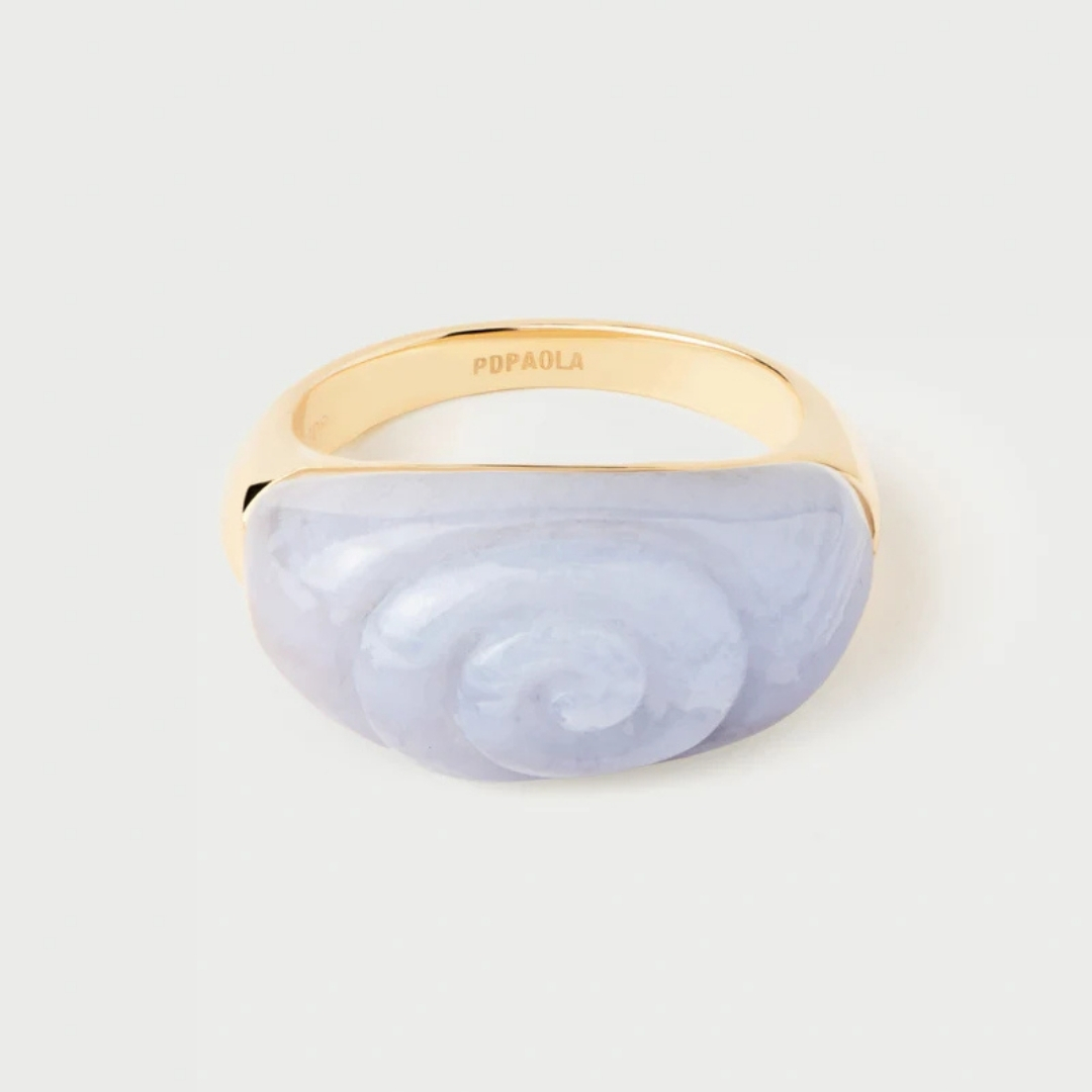 AN Blue lace agate Shell ring 14