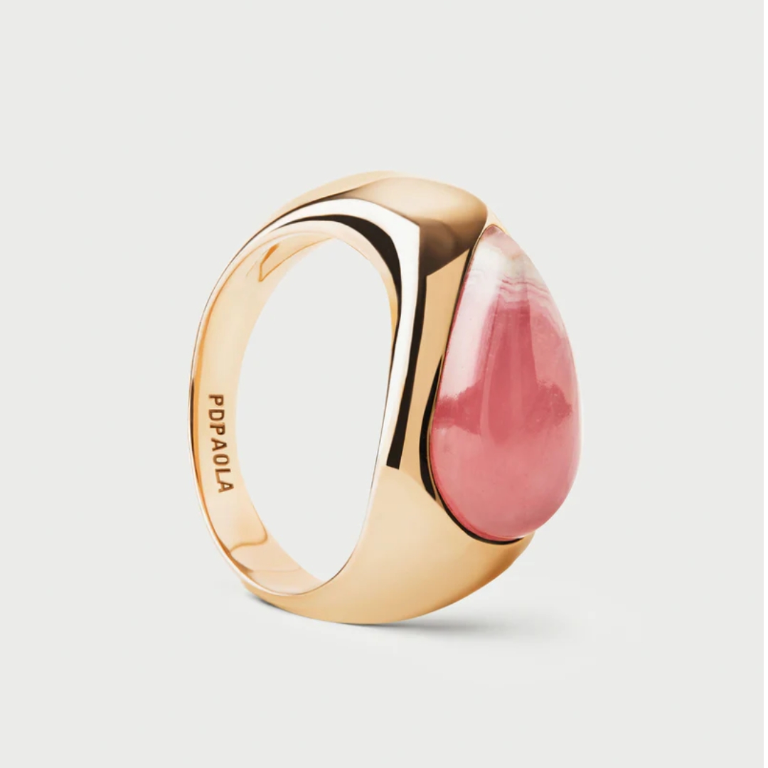 Rhodochrosite Luna Stamp Ring