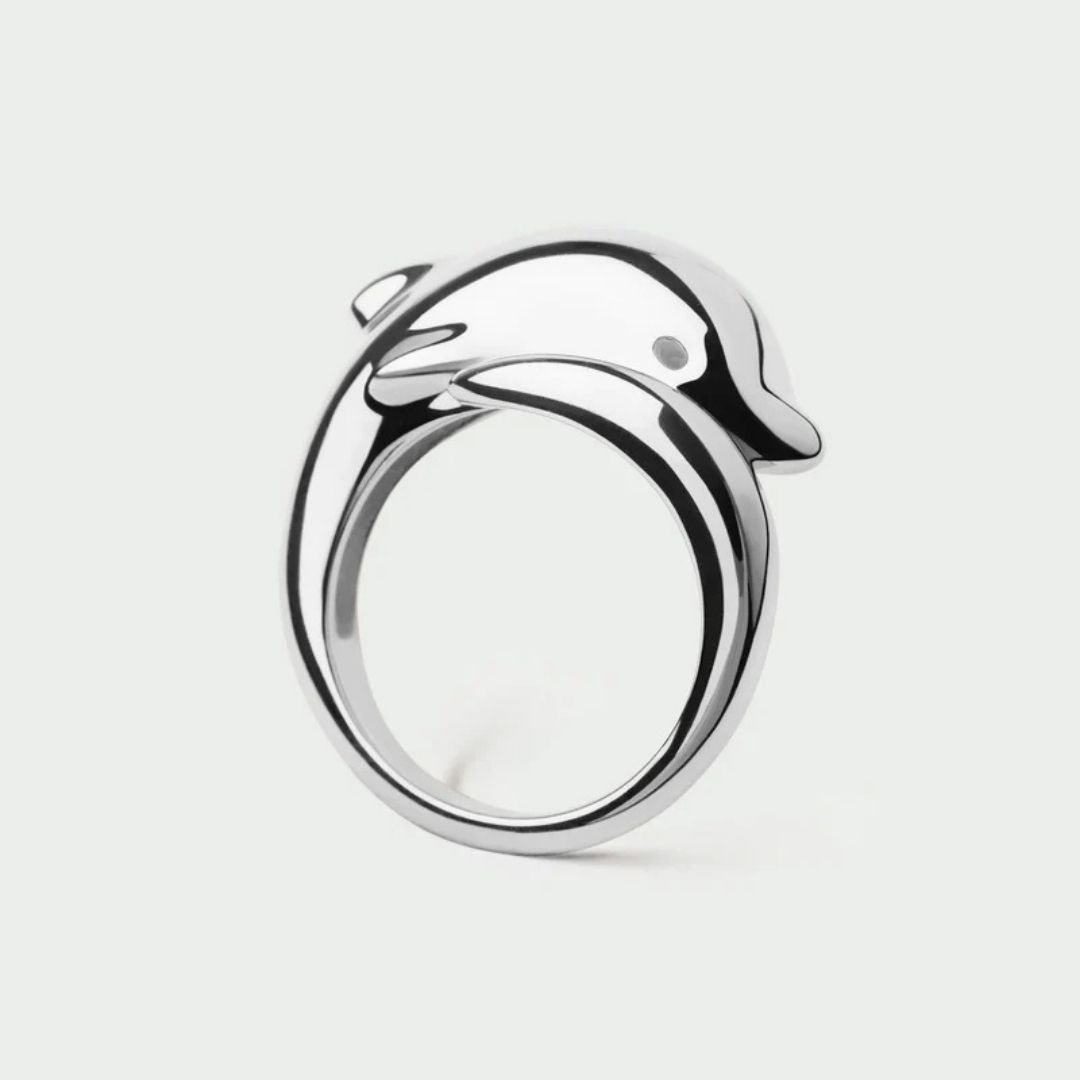 Dolphin silver ring