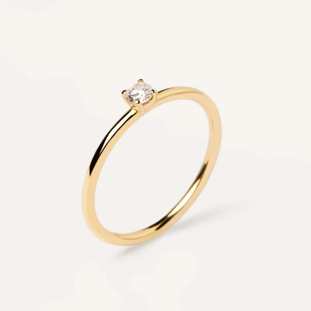 Diamonds and gold Solitaire Medium Ring
