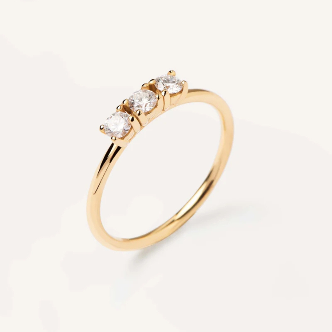 AN Diamonds and gold Trio Ring 16