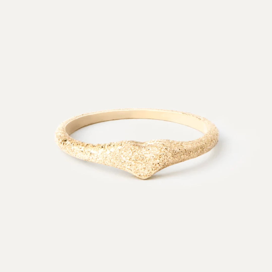 Sandblasted Gold Heart Stamp Ring