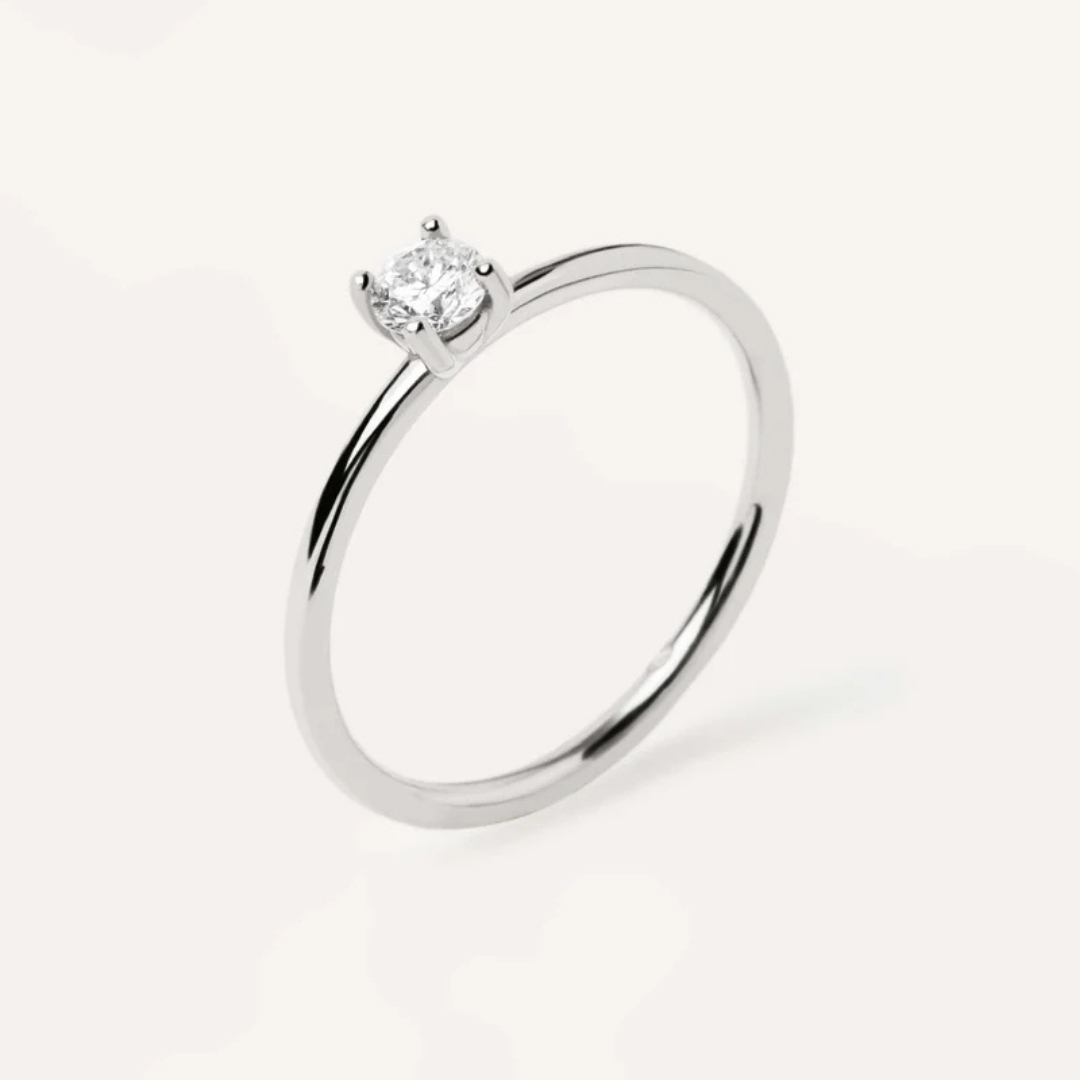 AN Diamonds and White Gold Solitaire Medium Ring 14