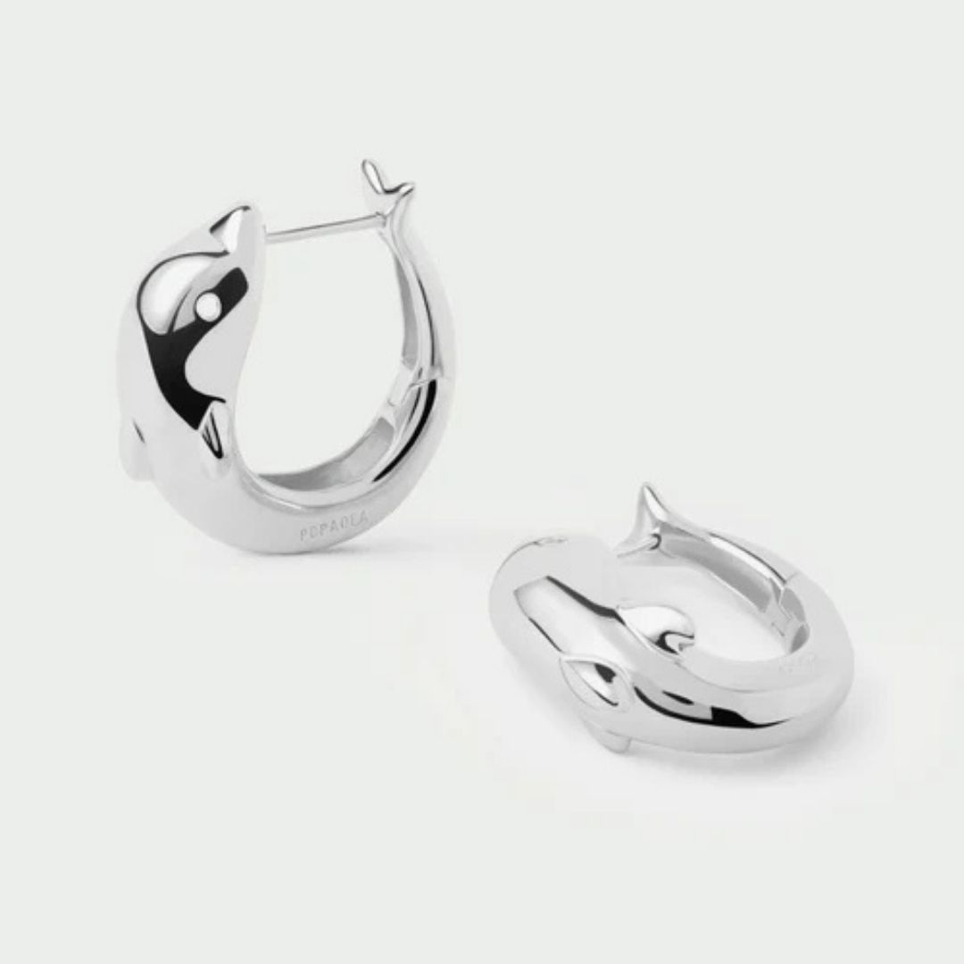 Mini Dolphin silver hoops