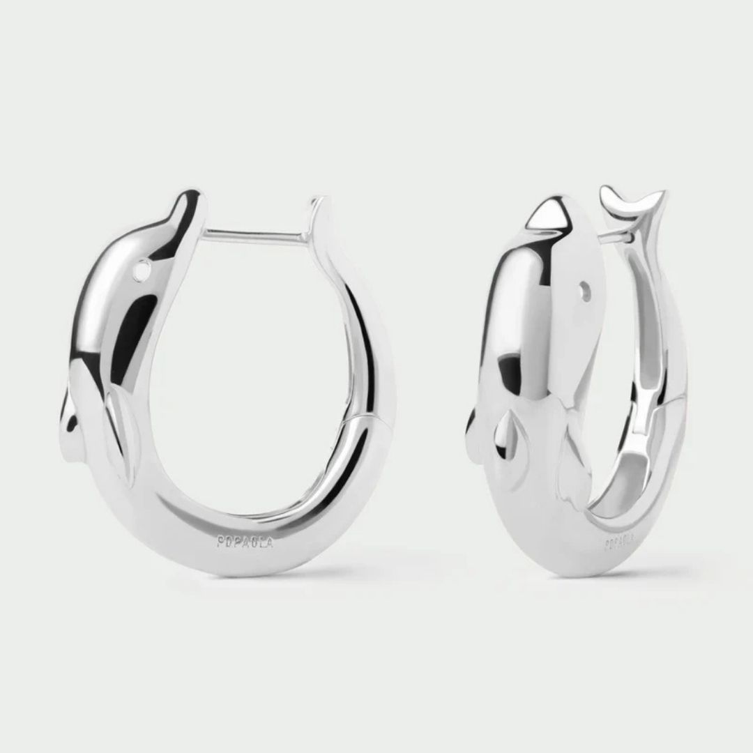 Dolphin silver hoops