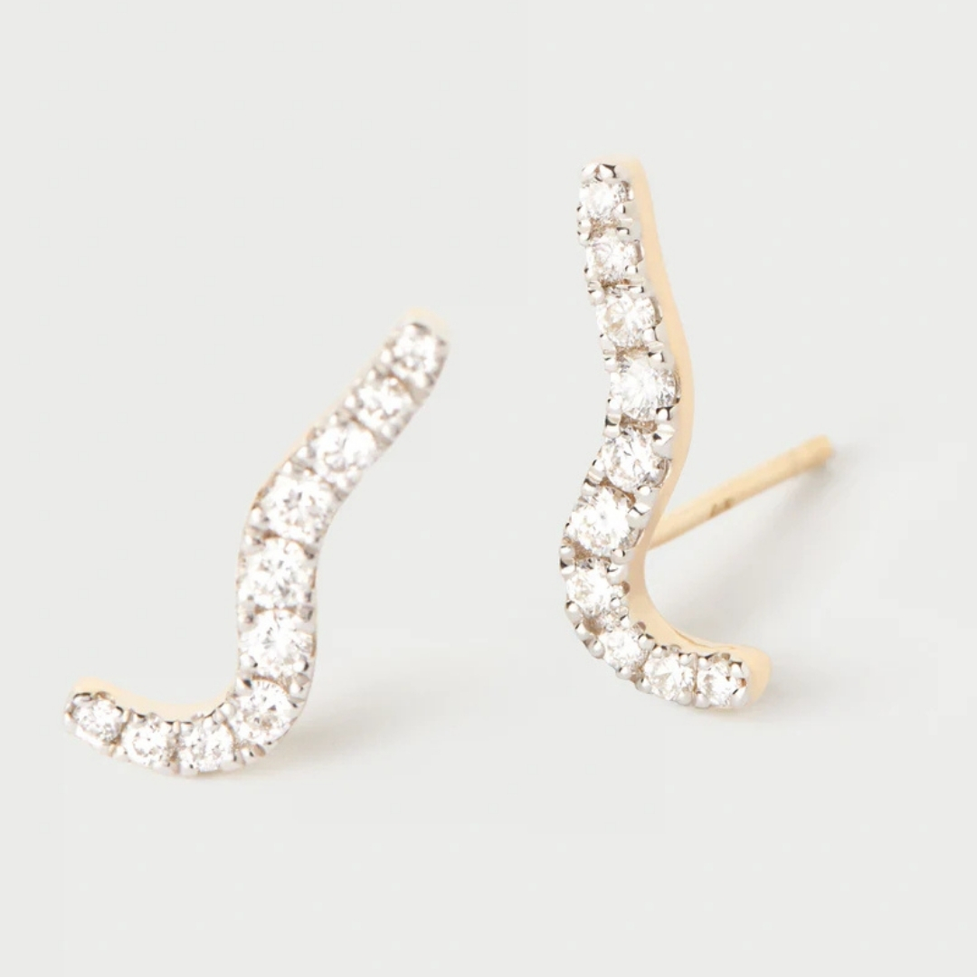 AR Diamonds and gold Flow stud earrings U