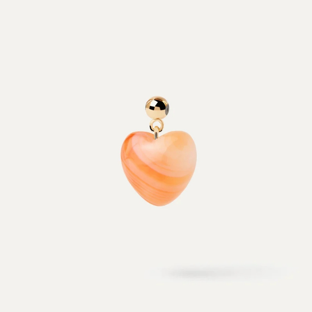 CH Orange Agate Heart Charm U
