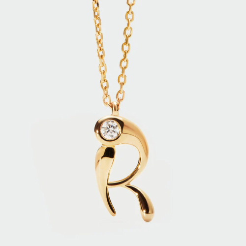 R initial pendant necklace