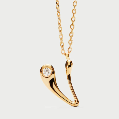 V initial pendant necklace
