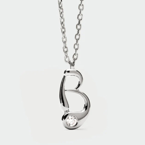 B initial silver pendant necklace