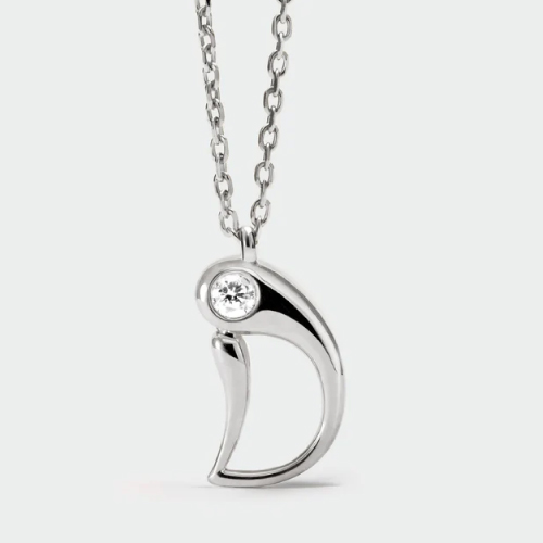 D initial silver pendant necklace